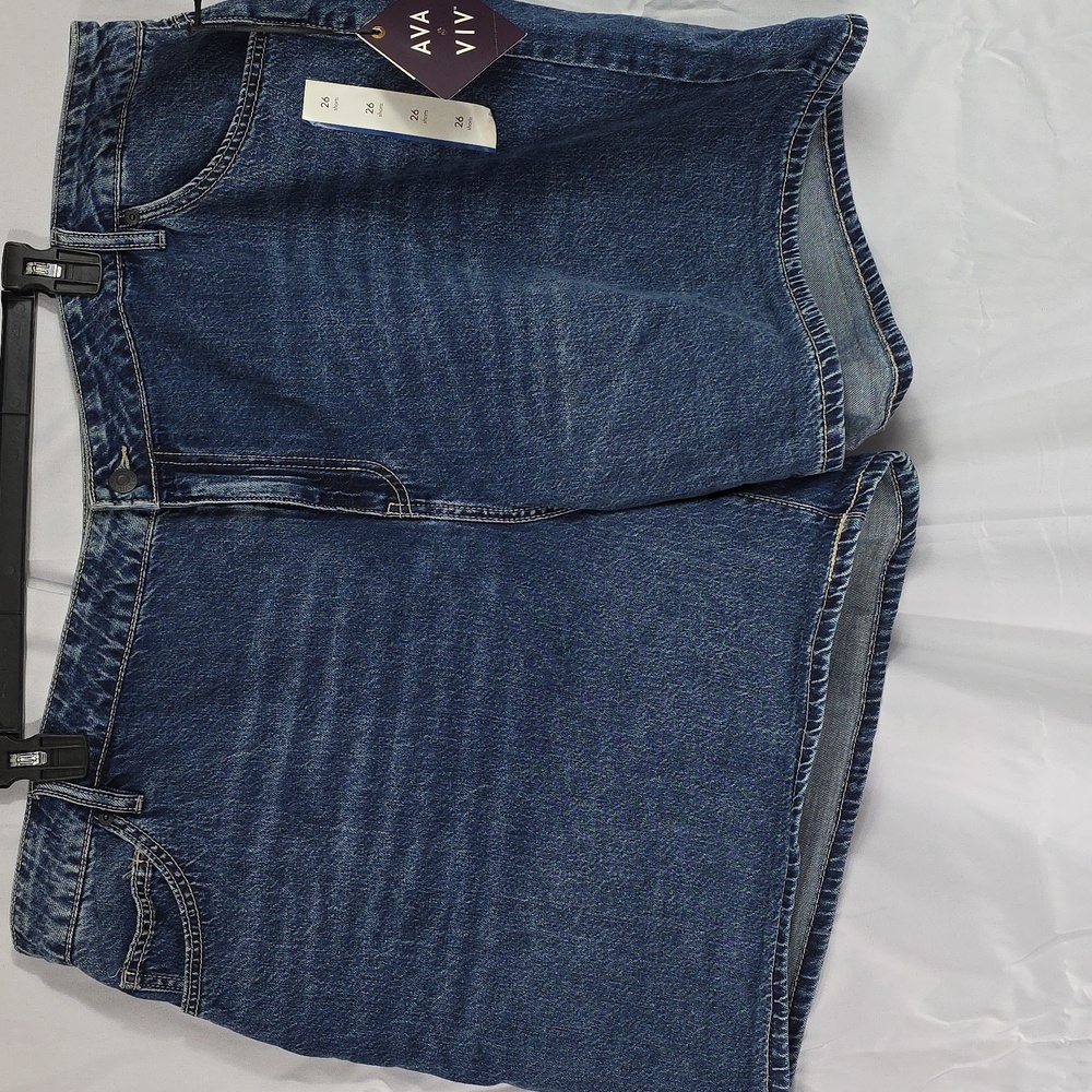 Ava & Viv Blue Denim Jean Shorts Size 26 Medium Dark Wash (W491)